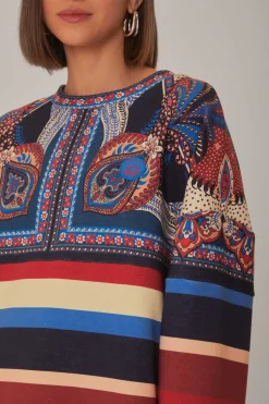  ENERGY SCARF MIXED PRINT SWEATSHIRT