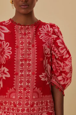  FLORA TAPESTRY RED BLOUSE