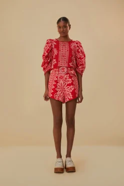  FLORA TAPESTRY RED BLOUSE