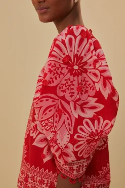  FLORA TAPESTRY RED BLOUSE