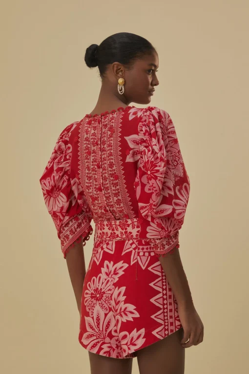  FLORA TAPESTRY RED SHORTS