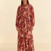  FLORAL TAPESTRY V NECK MAXI DRESS