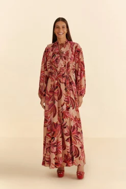  FLORAL TAPESTRY V NECK MAXI DRESS