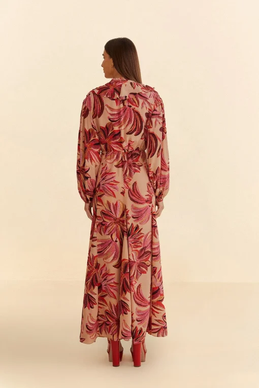  FLORAL TAPESTRY V NECK MAXI DRESS
