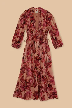  FLORAL TAPESTRY V NECK MAXI DRESS