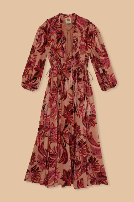  FLORAL TAPESTRY V NECK MAXI DRESS