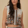 FLOWER FAN TAPESTRY OFF-WHITE CROPPED