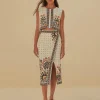 FLOWER FAN TAPESTRY OFF-WHITE WRAP MIDI SKIRT