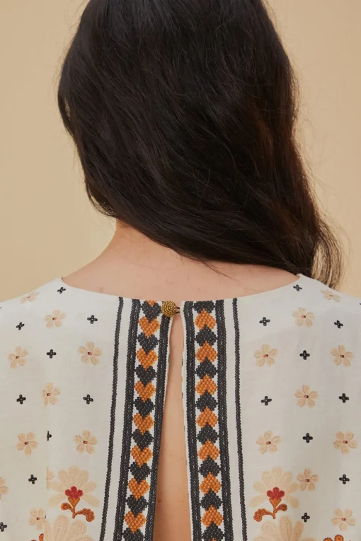  FLOWER FAN TAPESTRY OFF-WHITE CROPPED