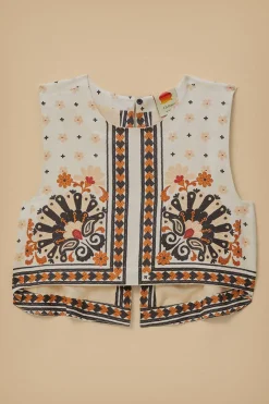  FLOWER FAN TAPESTRY OFF-WHITE CROPPED