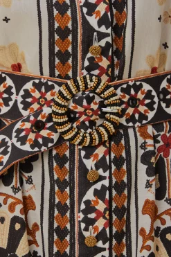  FLOWER FAN TAPESTRY OFF-WHITE MINI DRESS