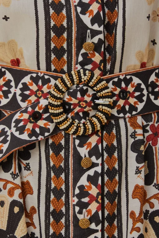  FLOWER FAN TAPESTRY OFF-WHITE MINI DRESS