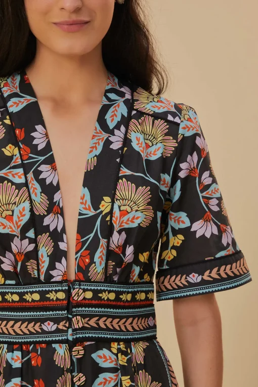  FLOWERY BLACK JUMPSUIT