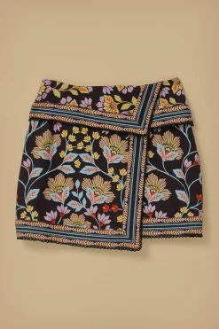  FLOWERY BLACK MINI SKIRT