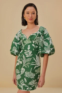  FOREST SOUL GREEN SHORT SLEEVE MINI DRESS