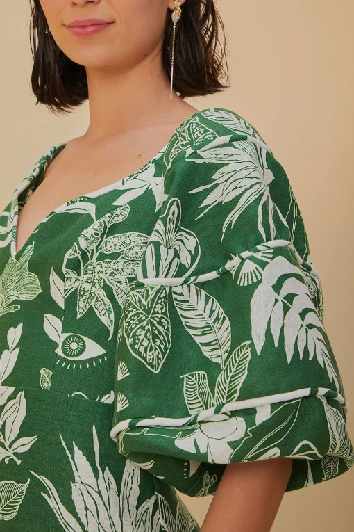  FOREST SOUL GREEN SHORT SLEEVE MINI DRESS
