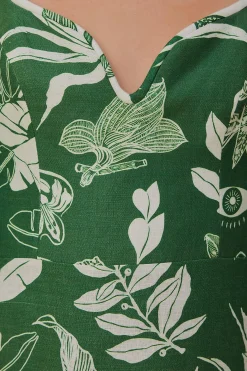 FOREST SOUL GREEN SHORT SLEEVE MINI DRESS