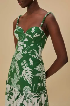 FOREST SOUL MIX MIDI DRESS