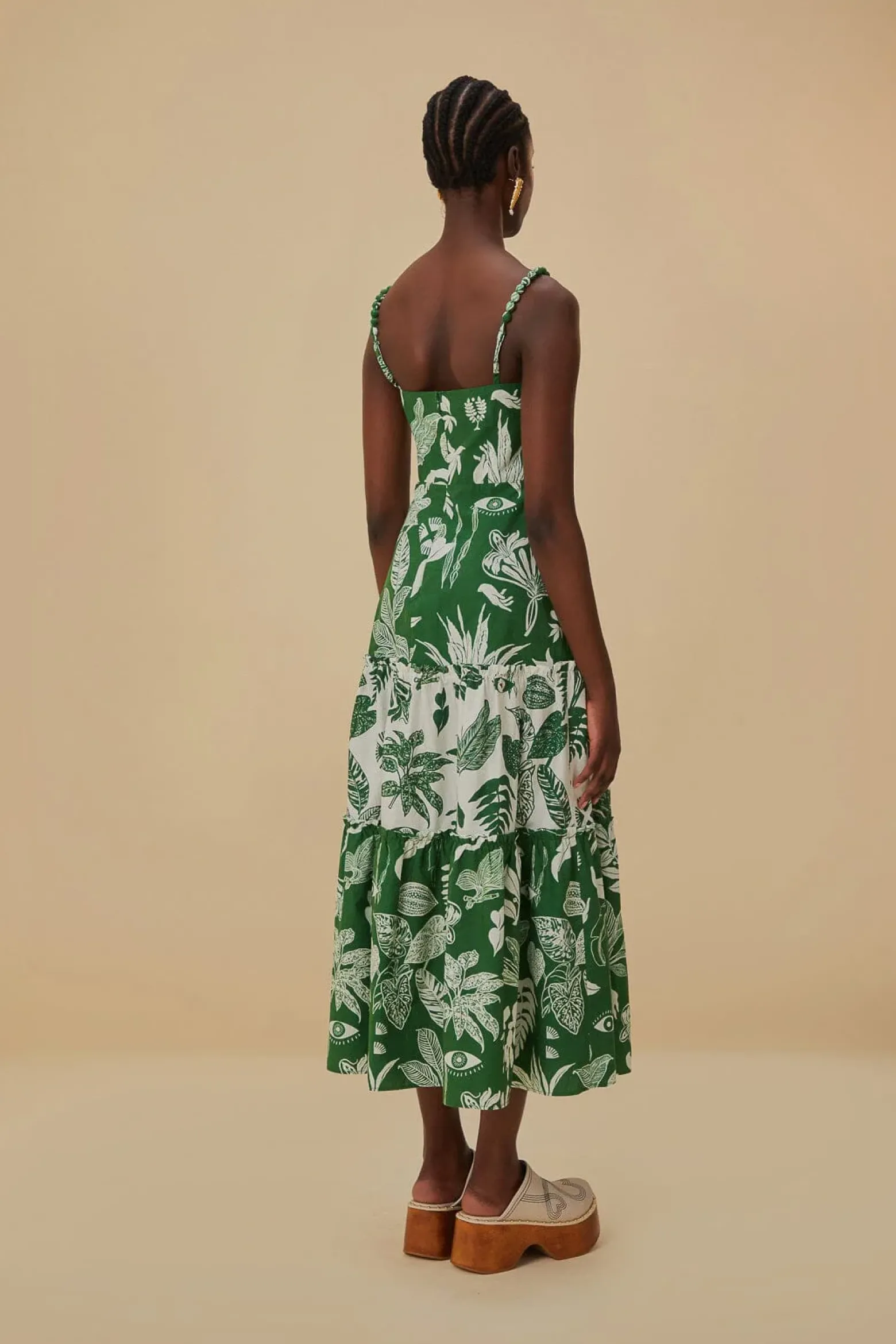 FOREST SOUL MIX MIDI DRESS