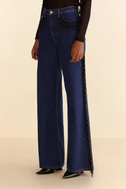  FRINGES BEADS WIDE PANTS