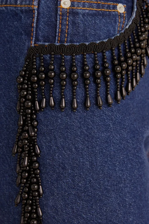  FRINGES BEADS WIDE PANTS