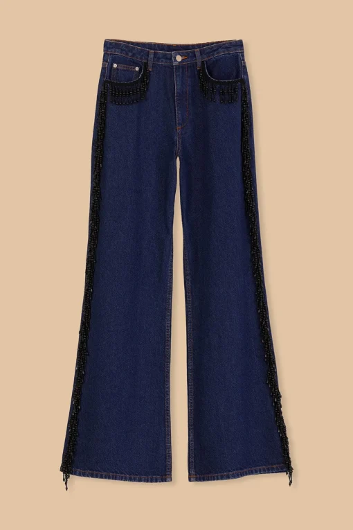  FRINGES BEADS WIDE PANTS