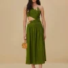  GREEN LEAVES CUT OUT MIDI DRESS