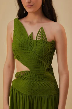  GREEN LEAVES CUT OUT MIDI DRESS