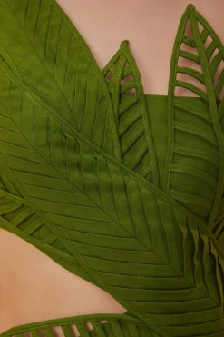  GREEN LEAVES CUT OUT MIDI DRESS