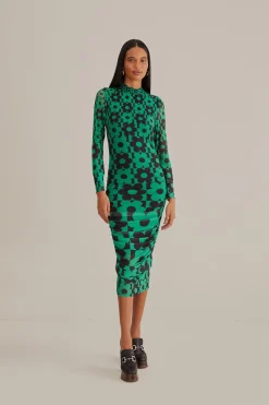  GREEN LOVEDAISY TULLE MIDI DRESS