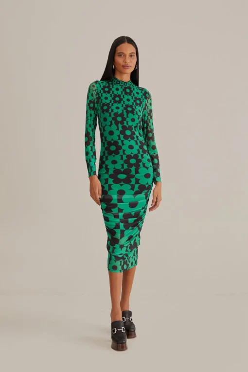  GREEN LOVEDAISY TULLE MIDI DRESS