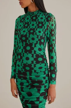  GREEN LOVEDAISY TULLE MIDI DRESS