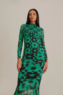  GREEN LOVEDAISY TULLE MIDI DRESS