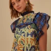  GREEN OCEAN TAPESTRY LACE BLOUSE