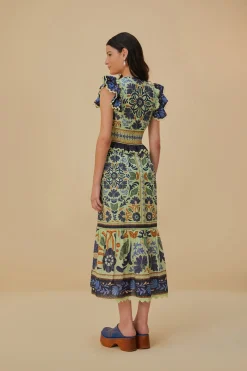  GREEN OCEAN TAPESTRY MAXI DRESS