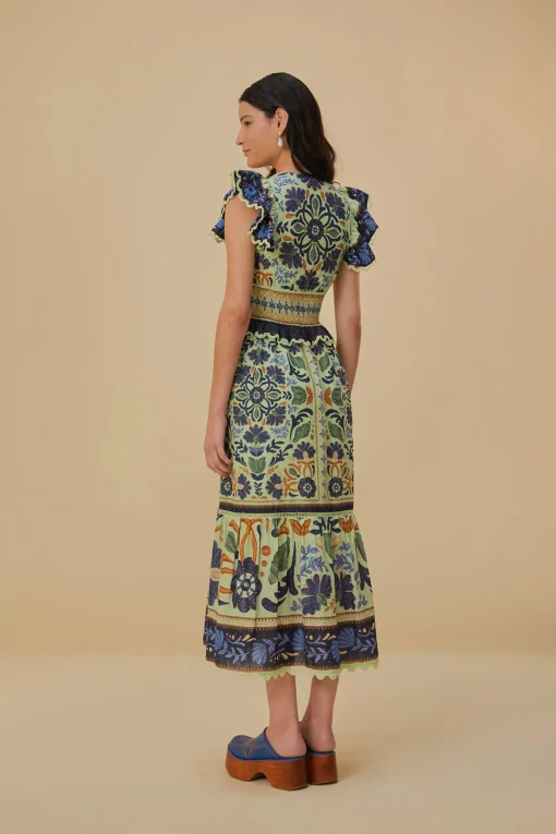  GREEN OCEAN TAPESTRY MAXI DRESS