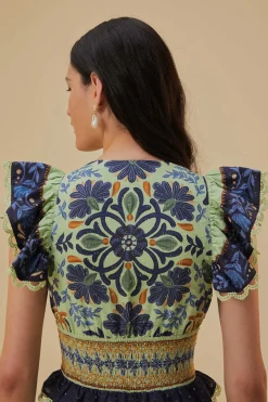  GREEN OCEAN TAPESTRY MAXI DRESS