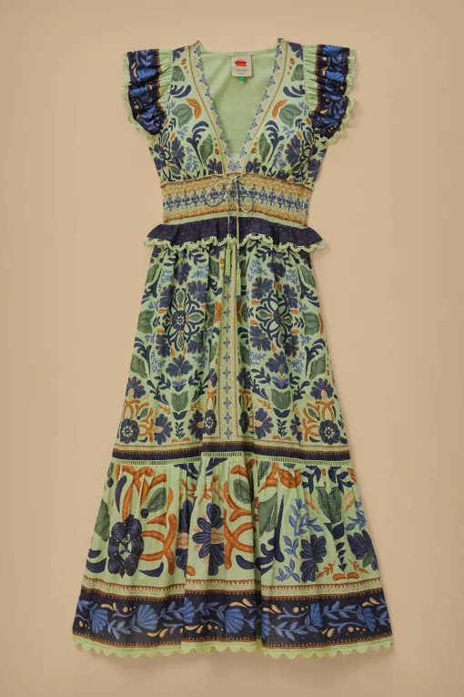  GREEN OCEAN TAPESTRY MAXI DRESS