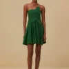  GREEN ONE SHOULDER LEA MINI DRESS