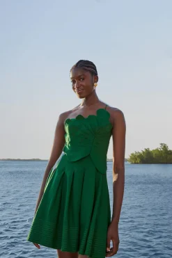  GREEN ONE SHOULDER LEA MINI DRESS