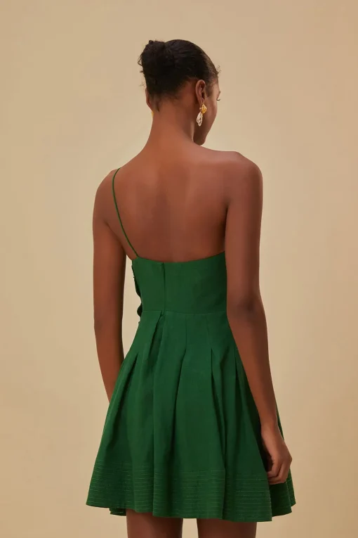  GREEN ONE SHOULDER LEA MINI DRESS
