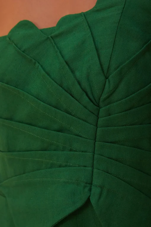  GREEN ONE SHOULDER LEA MINI DRESS