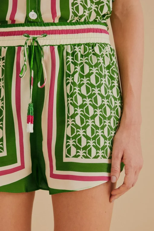  GREEN PINEAPPLE SCARF SHORTS