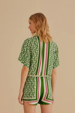  GREEN PINEAPPLE SCARF SHORTS