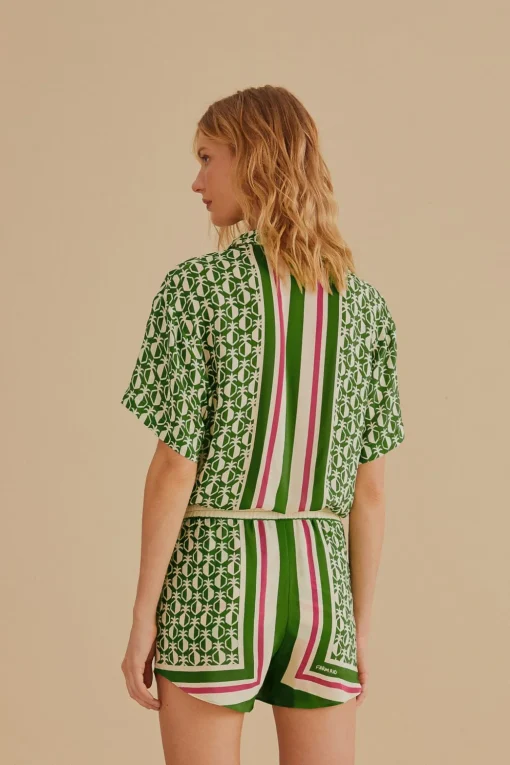  GREEN PINEAPPLE SCARF SHORTS