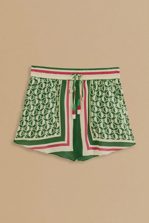  GREEN PINEAPPLE SCARF SHORTS