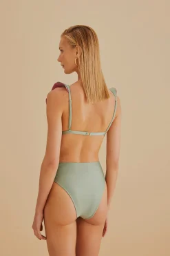 GREEN RUFFLE BIKINI TOP