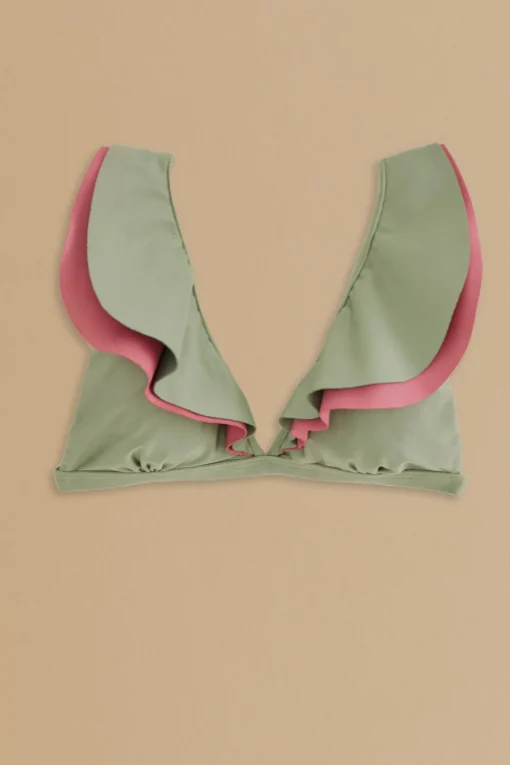  GREEN RUFFLE BIKINI TOP