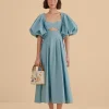  GREY BLUE CUT OUT MIDI DRESS