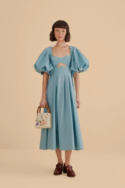 GREY BLUE CUT OUT MIDI DRESS